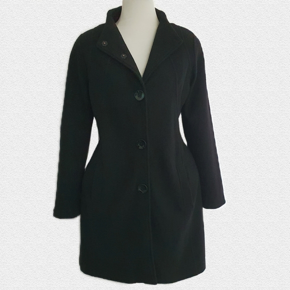 David Lawrence Jackets & Blazers - David Lawrence Merino Wool Women's Black Coat with Pockets Size 14